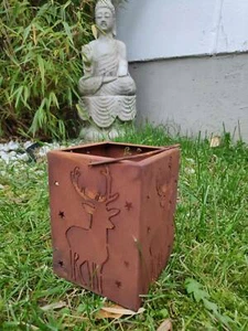 Edelrost Gartenlaterne Rost Kerzenlaterne Windlicht Kerzenhalter 032058 9*9*12cm - Bild 1 von 4