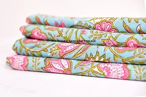 10 Yard Hand Block Print Cotton Fabric Flower Printed 100% Soft Cotton Fabric - Picture 1 of 3