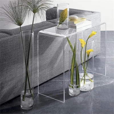Fox Hill Trading Pure Decor 15" Lucite and Acrylic Console Table in Clear - Image 1 of 3