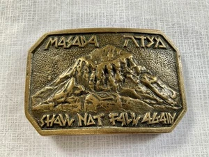 Masada Fortress Shall Not Fall Again Solid Brass Belt Buckle Buckler Made Israel - Picture 1 of 6