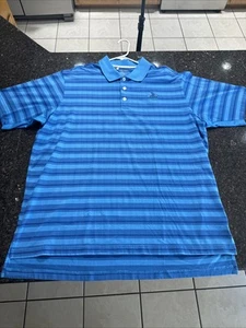 Adidas GolfShirt Mens XL Blue Striped Golf US Open 2015 Chambers Bay Performance - Picture 1 of 4