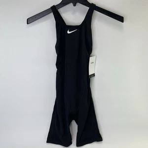 Nike Girls Swimsuit Hydrastrong One Piece Black Kneeskin Girls Sz 32 Y (15-16) - Picture 1 of 11