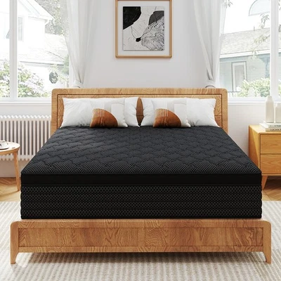 12" 14" Twin Full Queen King Mattress Gel Memory Foam Hybrid Spring Bed In a Box - Image 1 of 4