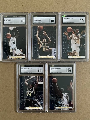 1992-93 Michigan Fab Five Gem Mint 10 Set Webber Rose Howard 1st Cards CGC CSG - Image 1 of 4