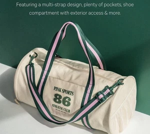 Victoria's Secret PINK Canvas Dorm Duffle Bag Tote W/ Adjustable Straps 2025 NWT - Picture 1 of 9