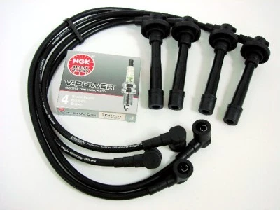 FOR 95-99 NISSAN SENTRA 10.2MM RACING SPARK WIRES NGK V POWER PLUGS KIT BLACK - Image 1 of 1
