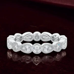 Pear Cut Diamond Wedding Band 1.50 Carat Certified Lab Grown 14k White Gold - Picture 1 of 10