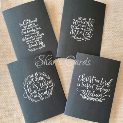 EASTER Chalkboard style Hymn and Scripture cards, Religious Christian, handmade - Image 1 of 4