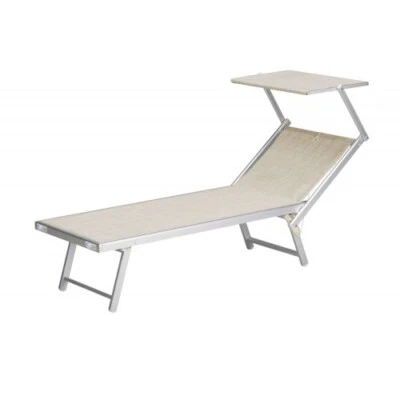 Lettino Mare Pieghevole Beige Leggero Alluminio Sole Stabilimento Spiaggia Prato - Immagine 1 di 4