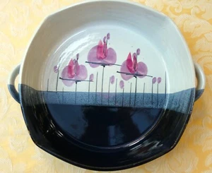 GORGEOUS Hand-Crafted SWEET PEA Glazed Pottery BAKING SERVING DISH Bake Serve AU - Imagen 1 de 14