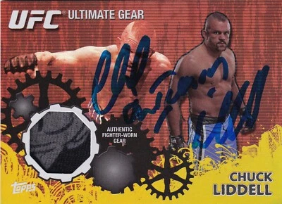 CHUCK LIDDELL SIGNED AUTO'D 2010 UFC TOPPS ULTIMATE GEAR GOLD CARD UG-CL CHAMP - Image 1 of 3