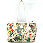?Rank Bc?Gucci Flora Hand Bag Tote Bag Canvas Flower Authentic