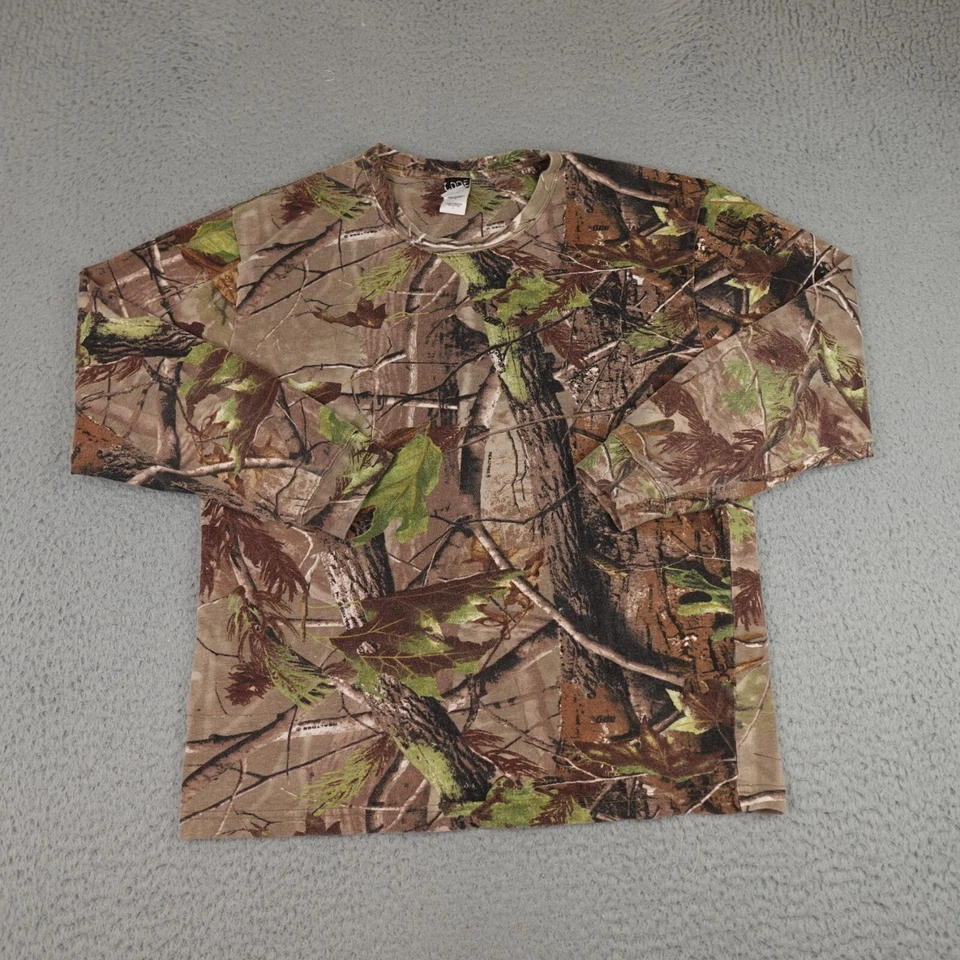 Code V Camo Shirt Mens Large Brown Green Woodland Camo Long Sleeve Hunting Y2K - Image 1 of 4