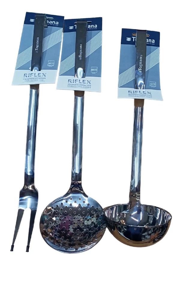 Mestolo-Forchettone-Schiumarola Cucina Acciaio Inox Lucido Linea Riflex  Tognana - Immagine 1 di 4
