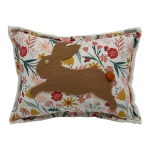 NEW Handmade Leaping Bunny Pillow Vintage Quilt Chenille Bedspread  Easter Fun!! - Picture 1 of 9