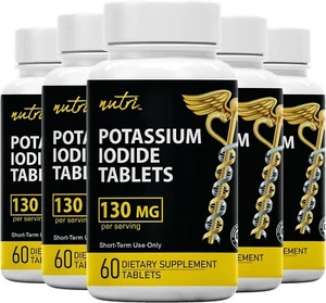 Potassium Iodide Tablets (5 Pack) 130mg - 280 Tablets EXP 10/2032 - Iodine Table - Picture 1 of 6