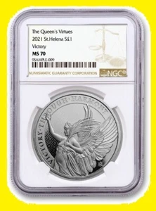 2021 Saint Helena Virtues Victory 1 oz Silver NGC MS 70 New unblemished - Picture 1 of 3