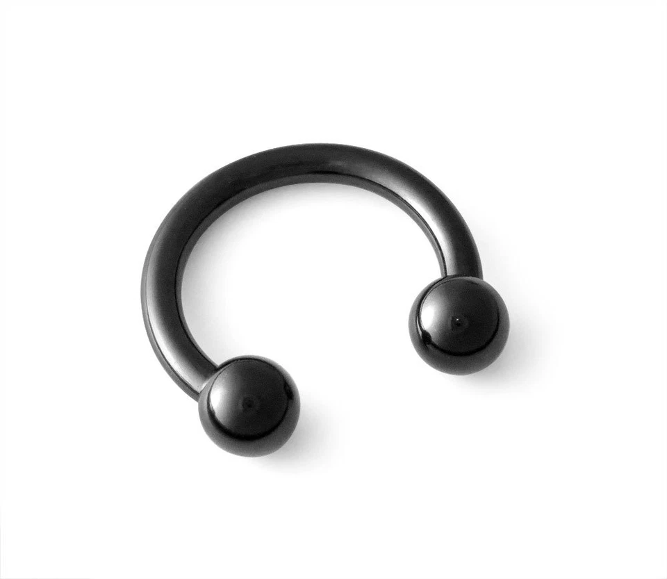 Barra circular de titanio recubierta de PVD negra grado 23 herradura calibre 14 g Foto 1 de 1