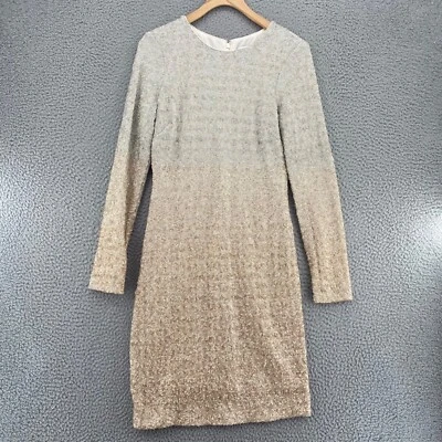 Badgley Mischka Dress Women 6 Alexis Ivory Ombre Sequin Shift Cocktail Party NWT - Image 1 of 4