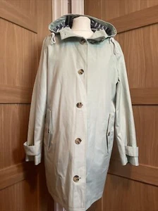 Lands End, Ladies Pale Green Hooded Mac, Trench Coat, Size Medium, Chest 40" - Picture 1 of 6