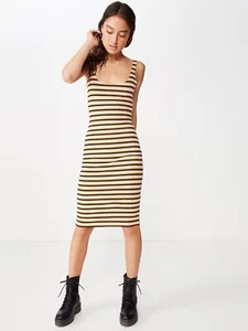 COTTON ON Kimi Scooped Bodycon Midi Dress Floral Camo STRETCH L (12) NWT $19.95! - Picture 1 of 9