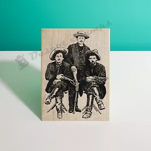 NEW Three Cowboys RUBBER STAMP, Cowboy Stamp, Western Stamp, Old West Stamp - Picture 1 of 1