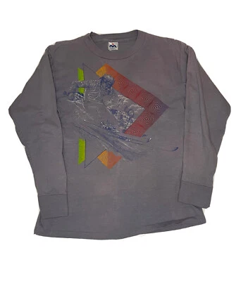 Camiseta De Colección Años 80 Gráfico Esquí Manga Larga M 38 40 Miller Púrpura R Garcia 1989 Foto 1 de 4