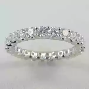 2,64 kt runder im Labor gezüchteter Diamant Ewigkeit Ehering Ring 14 K Weißgold Größe 6 - Bild 1 von 10
