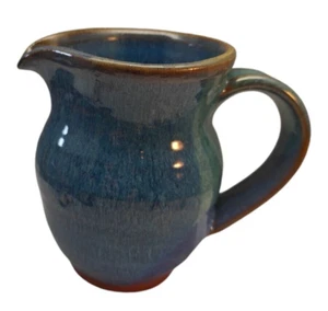 Studio Art Pottery Pitcher Blue Glaze Signed - Picture 1 of 11