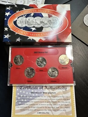 2003 D State Quarter Denver Mint Edition 5 Coin Set Box COA BU Uncirculated - Image 1 of 3