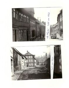 (22) 2  Foto's - Häuser, Bauwagen und Straße - Suhl um 1960