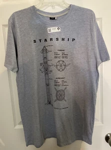 Starship Super Heavy Space X Rocket Light Heather Grey Mens L  T shirt AWAI NWT - Picture 1 of 5