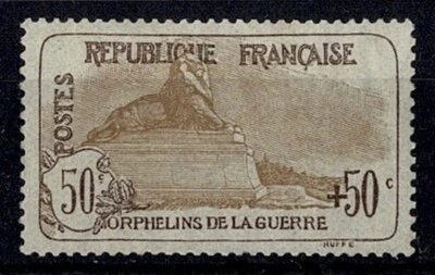 FRANCE STAMP YVERT 153 SCOTT B 8 " LION OF BELFORT 50c+50c BROWN " MNH F Y983 - Image 1 of 2