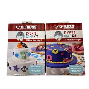 New Cake Boss Sports Cake Kit 28 Piece & Flower Cake Kit 25 Piece Decorating Kit - Picture 1 of 5