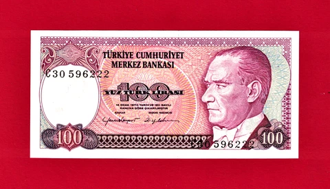 100 Lirasi 1983 TURKEY UNC NOTE (P-194a.2) Watermrk Atatürk's head facing right Cover