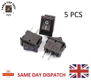 5PCS Rocker Switch 10mm x 15mm KCD1 3A/250V 2Pin ON/OFF SMALL Black - Picture 1 of 4