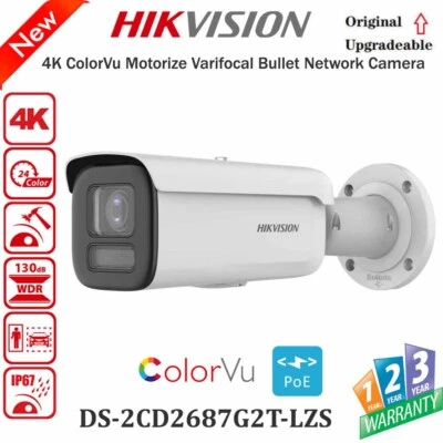 Hikvision DS-2CD2687G2T-LZS 4K 8MP ColorVu IR 4X Zoom PoE IP Network Camera - Image 1 of 4