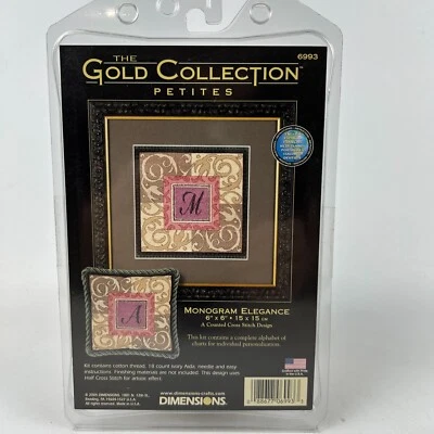Dimensions 6993 Gold Collection Petites Monogram Elegance Cross Stitch Design - Image 1 of 3