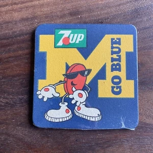 Vintage 80s 7 Up University of Michigan U of M Go Blue Drink Coaster 4 Pack NEW - Picture 1 of 3