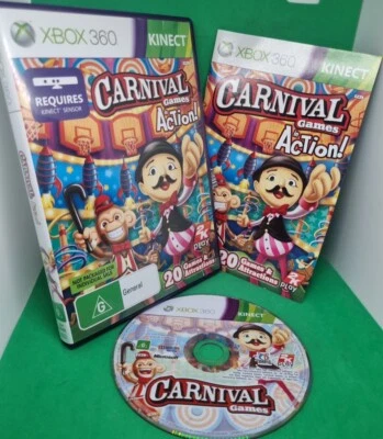 MINT DISC Carnival Games In Action (Xbox 360) Complete W Manual Kinect Family - Image 1 of 3