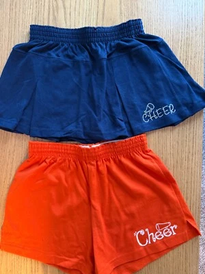 NUEVO Lote de 2 Pantalones Cortos Soffe Naranja y Skort Azul Marino Cheer Youth Grandes (12-14) Foto 1 de 4