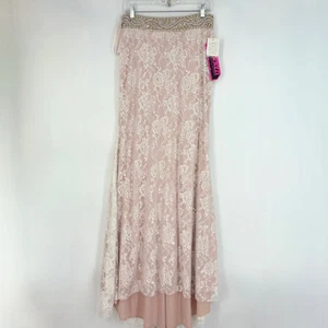 Morilee by Madeline Gardner Womens 12 Strapless Dress Blush Pink Lace Beaded - Picture 1 of 12