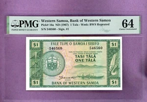 WESTERN SAMOA ~ (1967) ~ 1 TALA NOTE ~ PMG 64 - Picture 1 of 2