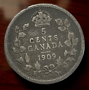 1909 Kanada 5 Cent 0,925 Sterling Silber Münze King Edward Canadian Lot C11-305 - Bild 1 von 10