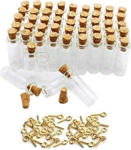 QXcom 60 Pcs 2ml Mini Vials Clear Glass Bottles Jars Tall Tiny Small, - Picture 1 of 8