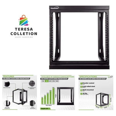 9U Open-Frame Server Rack for 19" IT Network Equipment & A/V Devices Free Sta... - Image 1 of 4