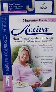 Activa Sheer Therapy Materniy Pantyhose Closed Toe 15-20mmHg Nude Size D - Picture 1 of 7