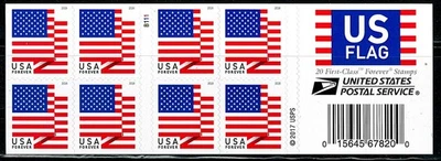 Mint US 2018 First-Class Flag Forever Booklet Pane of 20 Stamp Scott# 5263 (MNH) - Image 1 of 2