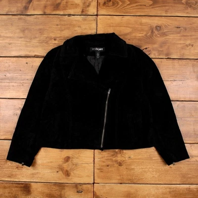 Chaqueta de cuero vintage Lane Bryant XL gamuza motociclista 18/20 negra para mujer Foto 1 de 4