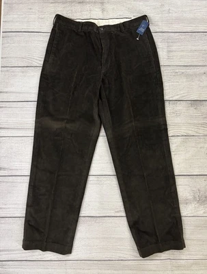 BROOKS BROTHERS 346 NWT Mens 35x30 Brown Flat Front Straight Leg Corduroy Pants - Image 1 of 4